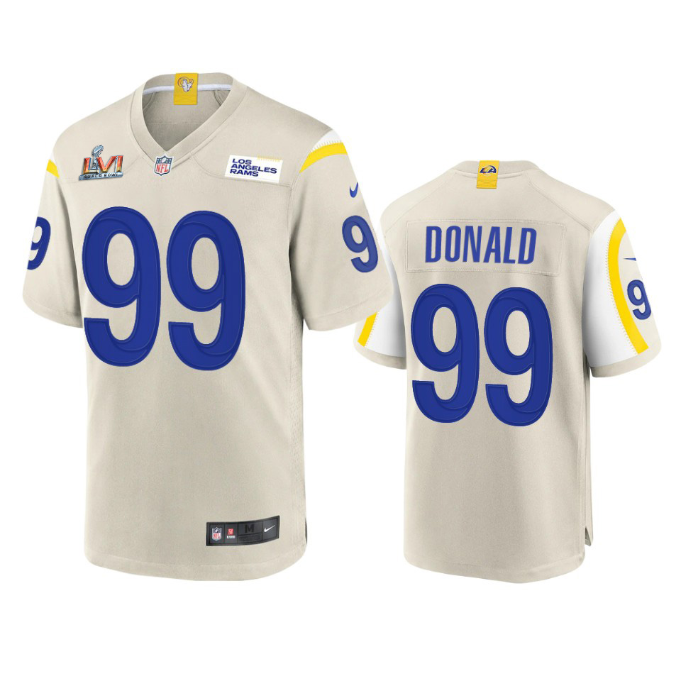 Los Angeles Rams #99 Aaron Donald Men's Super Bowl LVI Patch Game Jersey - Bone