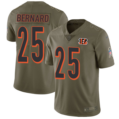 Cincinnati Bengals #25 Giovani Bernard Olive Youth Stitched Limited 2017 Salute to Service Jersey Youth