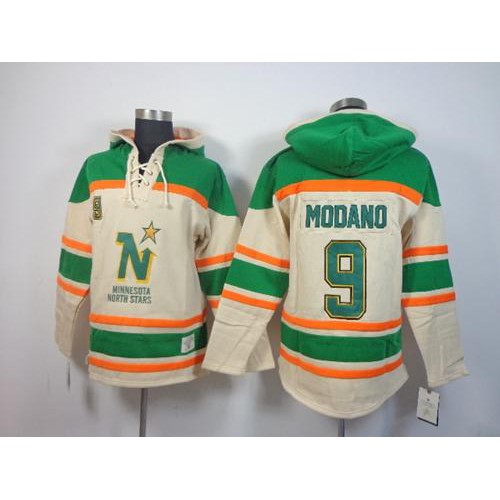 Dallas Stars #9 Mike Modano Cream Sawyer Hooded Sweatshirt Stitched Jersey Men's