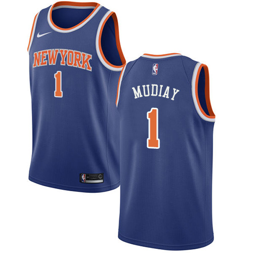 New York Knicks #1 Emmanuel Mudiay Blue Swingman Icon Edition Jersey Mens