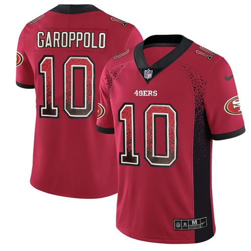 49ers #10 Jimmy Garoppolo Red Team Color Men's Stitched Limited Rush Drift Fashion Jersey