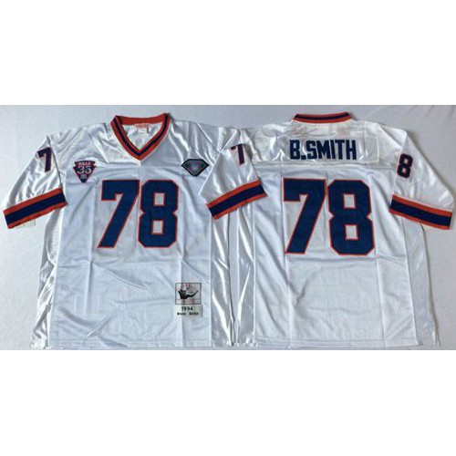 Mitchell And Ness Buffalo Bills #78 Bruce Smith White Throwback Stitched Jersey Men's
