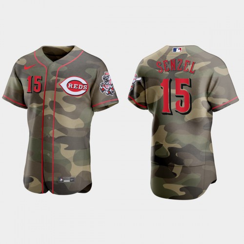 Cincinnati Cincinnati Reds #15 Nick Senzel Men's 2021 Armed Forces Day Authentic Jersey -Camo Men's