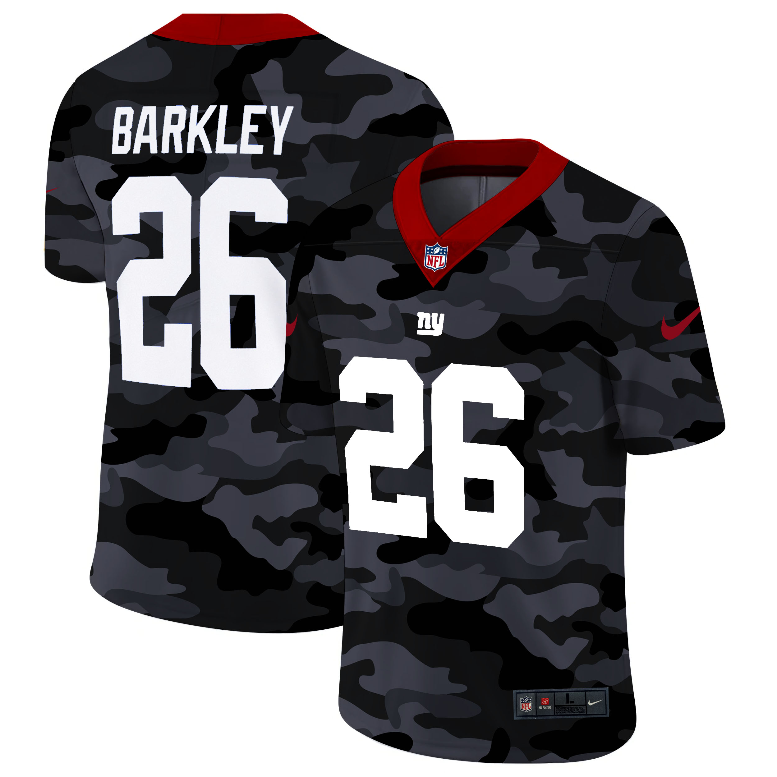 New York Giants #26 Saquon Barkley Men's 2020 Black CAMO Vapor Untouchable Limited Stitched Jersey