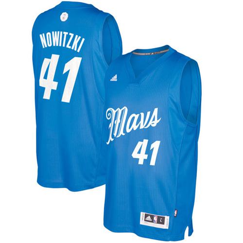Dallas Mavericks #41 Dirk Nowitzki Sky Blue 2016-2017 Christmas Day Stitched Jersey Mens