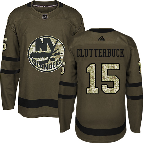 Adidas New York Islanders #15 Cal Clutterbuck Green Salute to Service Stitched Jersey Men's