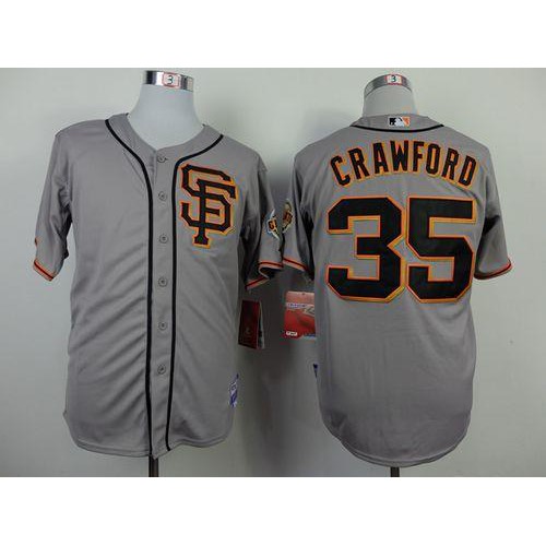 San Francisco Giants #35 Brandon Crawford Grey Road 2 Cool Base Stitched Jersey Men's