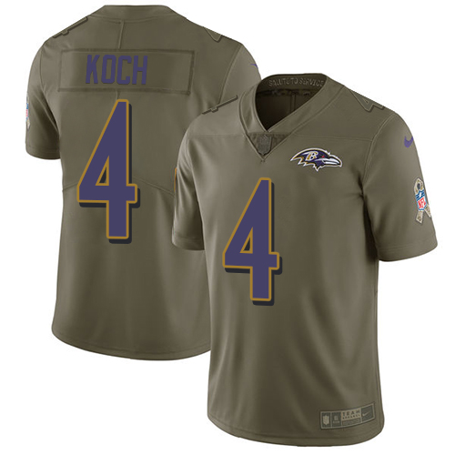 Baltimore Ravens #4 Sam Koch Olive Men's Stitched Limited 2017 Salute To Service Jersey Men's