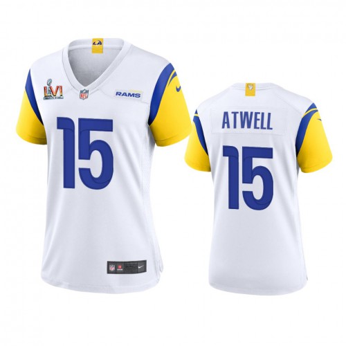 Los Angeles Los Angeles Rams #15 Tutu Atwell Women's Super Bowl LVI Patch Alternate Game Jersey - White Womens