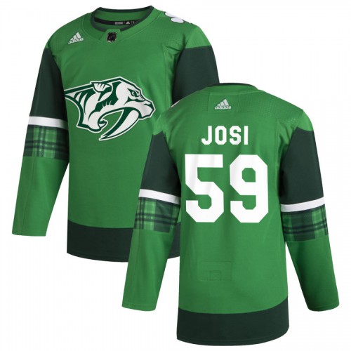 Nashville Nashville Predators #59 Roman Josi Men's Adidas 2020 St. Patrick's Day Stitched Jersey Green.jpg.jpg Men's