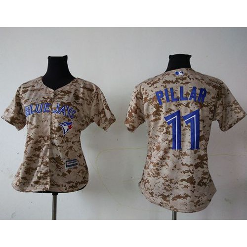 Toronto Blue Jays #11 Kevin Pillar Camo Women's Fashion Stitched Jersey Womens