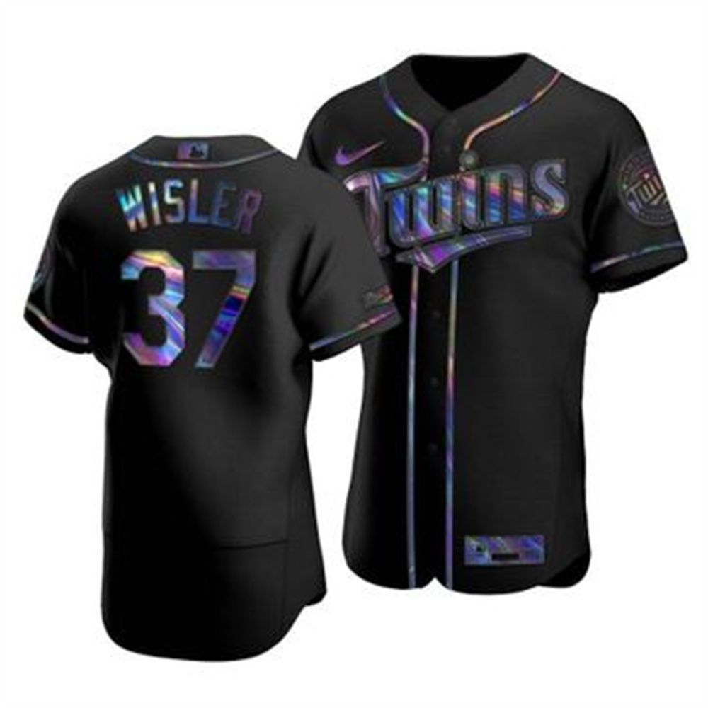 Minnesota Twins #37 Matt Wisler Men's Iridescent Holographic Collection Jersey - Black