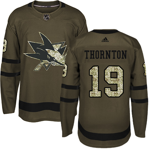 Adidas San Jose Sharks #19 Joe Thornton Green Salute to Service Stitched Youth Jersey Youth
