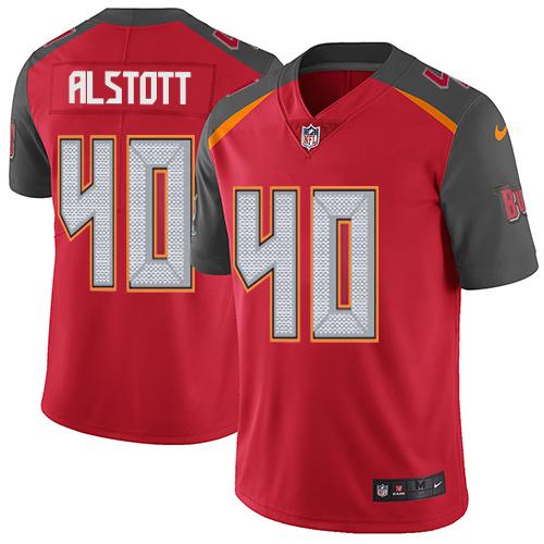 Buccaneers #40 Mike Alstott Red Team Color Men's Stitched Vapor Untouchable Limited Jersey