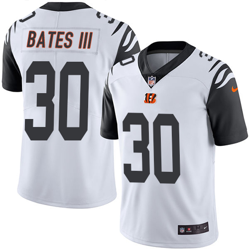 Bengals #30 Jessie Bates III White Men's Stitched Limited Rush Jersey