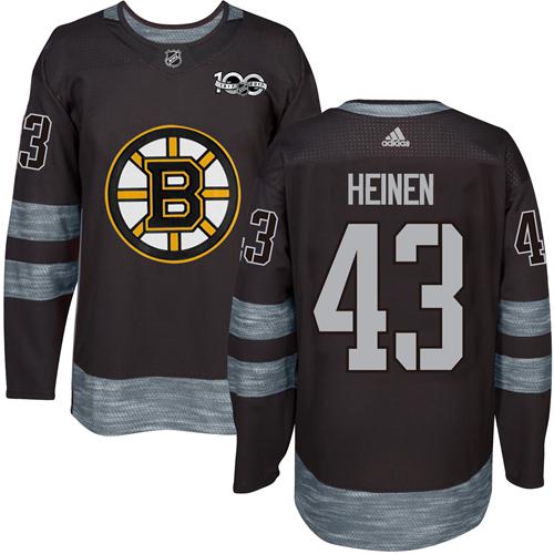 Adidas Boston Bruins #43 Danton Heinen Black 1917-2017 100th Anniversary Stitched Jersey Men's