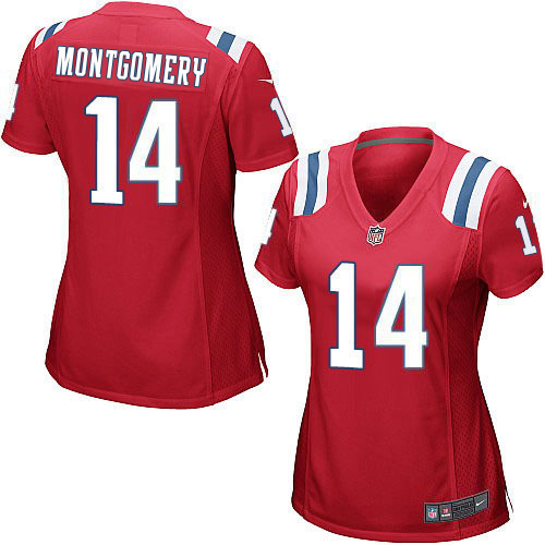 Patriots #14 Ty Montgomery Red Alternate Women's Stitched Elite Jersey