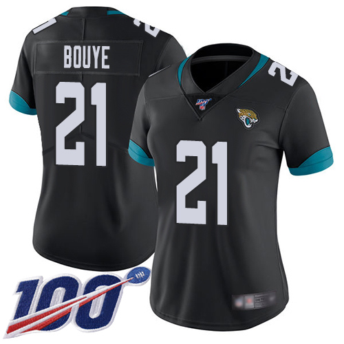 Jacksonville Jaguars #21 A.J. Bouye Black Team Color Women's Stitched 100th Season Vapor Limited Jersey Womens