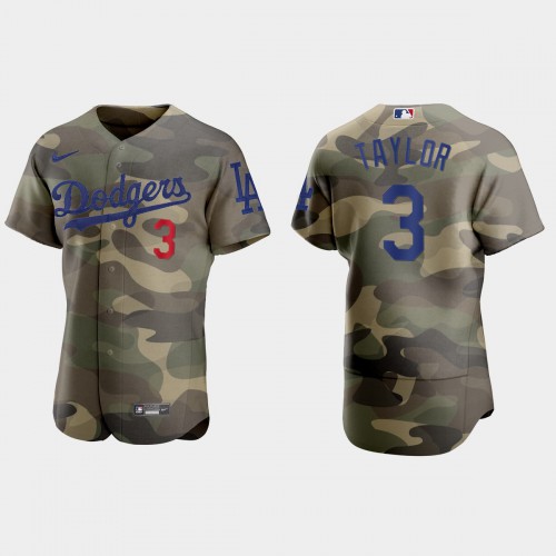 Los Angeles Los Angeles Dodgers #3 Chris Taylor Men's 2021 Armed Forces Day Authentic Jersey -Camo Men's