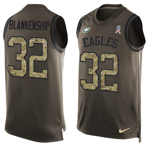 Eagles #32 Reed Blankenship Green Men's Stitched Limited Salute To Service Tank Top Jersey