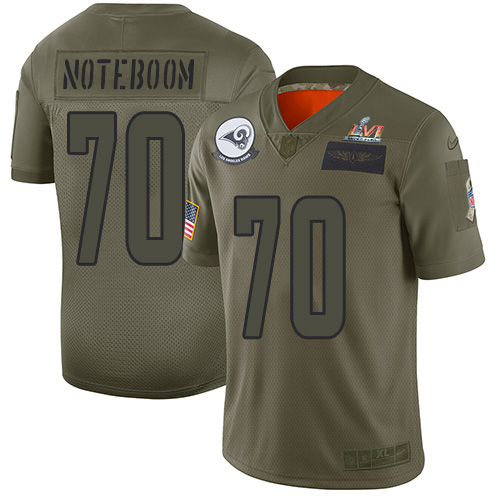 Los Angeles Rams #70 Joseph Noteboom Camo Super Bowl LVI Patch Youth Stitched Limited 2019 Salute To Service Jersey Youth