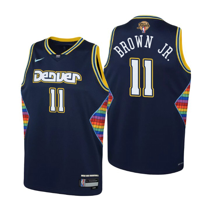 Denver Nuggets #11 Bruce Brown Jr. Navy Youth 2023 Finals Patch Swingman Jersey - City Edition