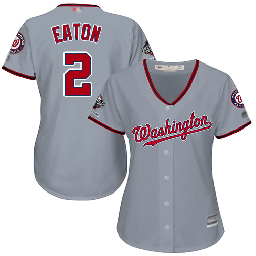 Washington Nationals #2 Adam Eaton Grey Road 2019 World Series Champions Women's Stitched Jersey Womens