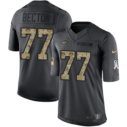New York Jets #77 Mekhi Becton Black Men's Stitched Limited 2016 Salute to Service Jersey Men's
