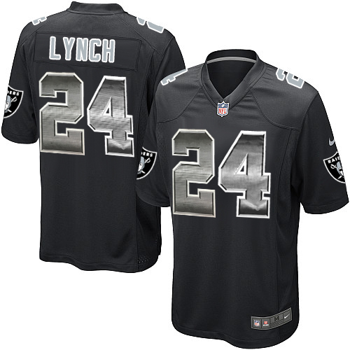 Las Vegas Raiders #24 Marshawn Lynch Black Team Color Men's Stitched Limited Strobe Jersey Men's