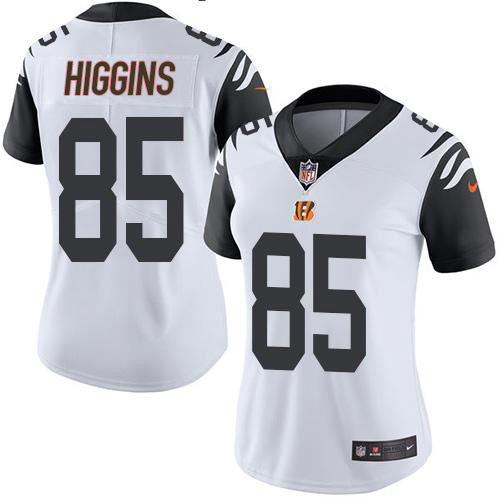 Bengals #85 Tee Higgins White Women's Stitched Limited Rush Jersey