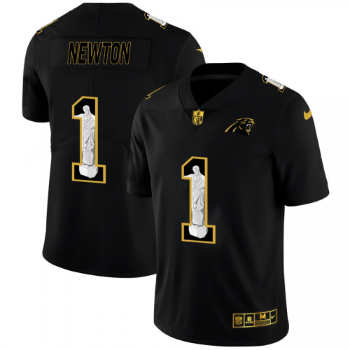 Carolina Carolina Panthers #1 Cam Newton Men's Carbon Black Vapor Cristo Redentor Limited Jersey Men's