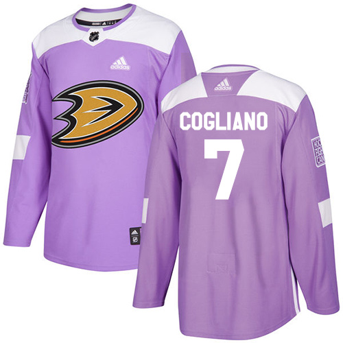 Adidas Anaheim Ducks #7 Andrew Cogliano Purple Authentic Fights Cancer Youth Stitched Jersey Youth