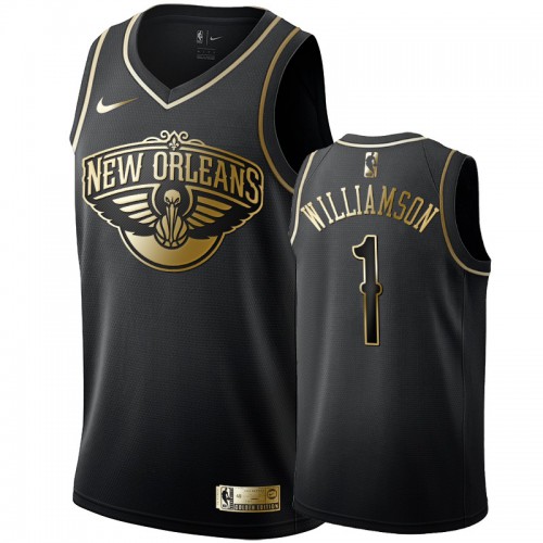 New Orleans Pelicans #1 Zion Williamson Mens Black Golden Edition Swingman Jersey Mens