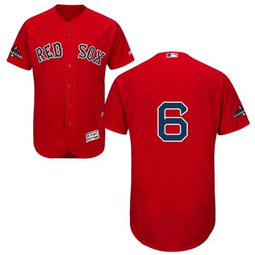 Boston Red Sox #6 Johnny Pesky Red Flexbase Authentic Collection 2018 World Series Champions Stitched Jersey Men's