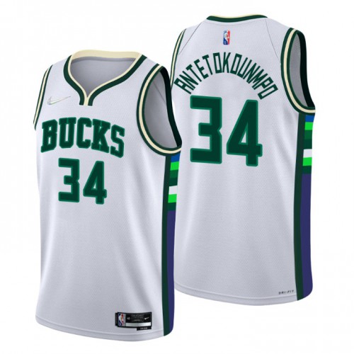 Milwaukee Milwaukee Bucks #34 Giannis Antetokounmpo Mens White 2021/22 Swingman Jersey - City Edition Mens