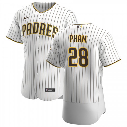 San Diego San Diego Padres #28 Tommy Pham Men's White Brown Home 2020 Authentic Player Jersey Men's