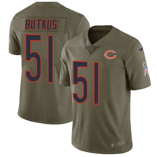 Bears #51 Dick Butkus Olive Men's Stitched Limited 2017 Salute To Service Jersey