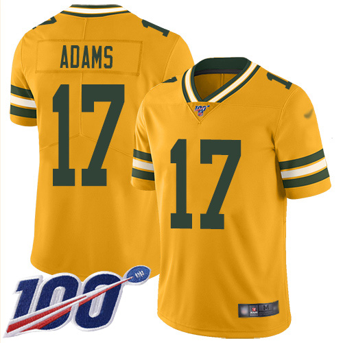 Packers #17 Davante Adams Gold Youth Stitched Limited Inverted Legend 100th Season Jersey