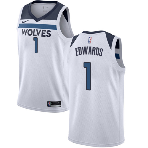 Minnesota Timberwolves #1 Anthony Edwards White Youth Swingman Association Edition Jersey Youth