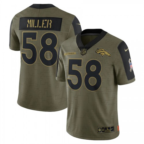 Denver Denver Broncos #58 Von Miller Olive 2021 Salute To Service Limited Player Jersey Men's