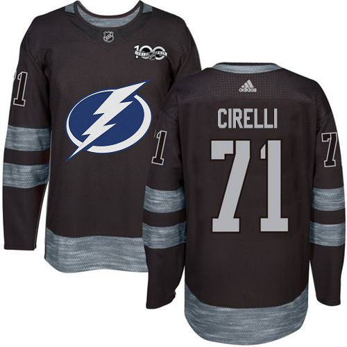 Adidas Tampa Bay Lightning #71 Anthony Cirelli Black 1917-2017 100th Anniversary Stitched Jersey Men's