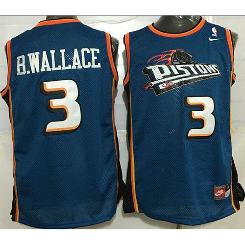Detroit Pistons #3 Ben Wallace Blue Throwback Stitched Jersey Mens