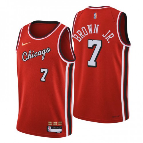 Chicago Chicago Bulls #7 Troy Brown Jr. Mens Red 2021/22 Swingman Jersey - City Edition Mens