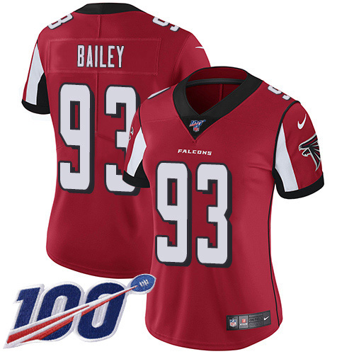 Atlanta Falcons #93 Allen Bailey Red Team Color Women's Stitched 100th Season Vapor Untouchable Limited Jersey Womens