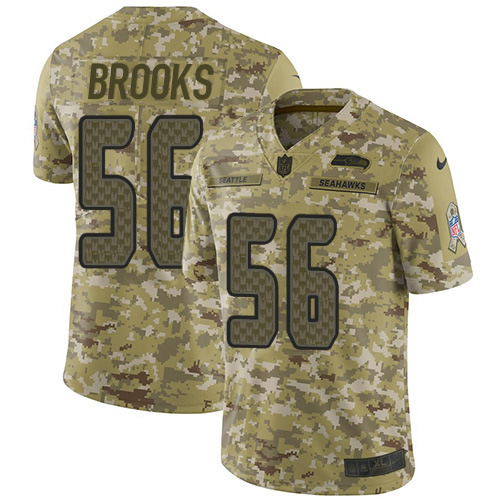 Seattle Seahawks #56 Jordyn Brooks Camo Men's Stitched Limited 2018 Salute To Service Jersey Men's