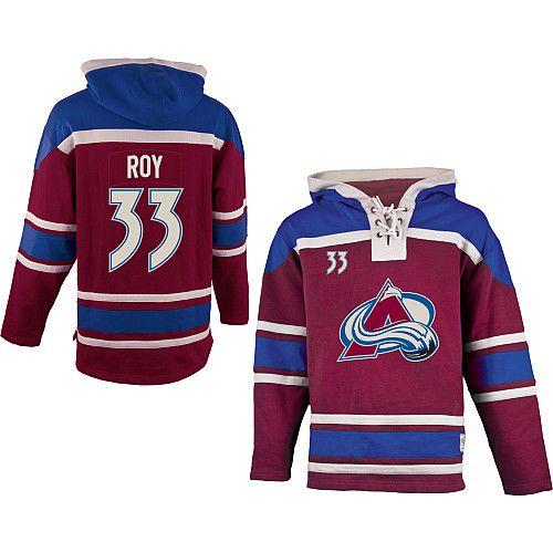 Colorado Avalanche #33 Patrick Roy Red Sawyer Hooded Sweatshirt Stitched Jersey Men's