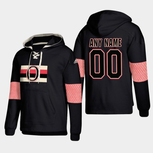 Ottawa Senators Personalized Lace-Up Pullover Hoodie Black