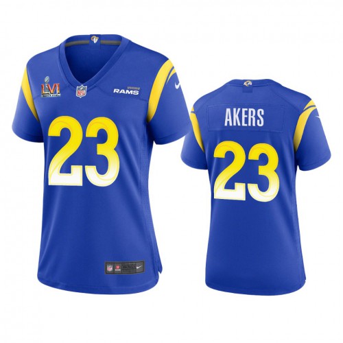 Los Angeles Los Angeles Rams #23 Cam Akers Women's Super Bowl LVI Patch Game Jersey - Royal Womens