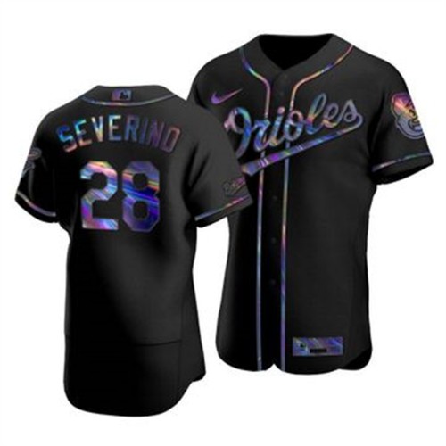 Baltimore Baltimore Orioles #28 Pedro Severino Men's Iridescent Holographic Collection Jersey - Black Men's