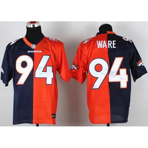 Denver Broncos #94 DeMarcus Ware Orange/Navy Blue Men's Stitched Elite Split Jersey Men's